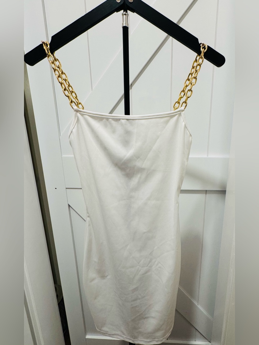 Zaful Cream Slip Camisole with Gold Chain Straps